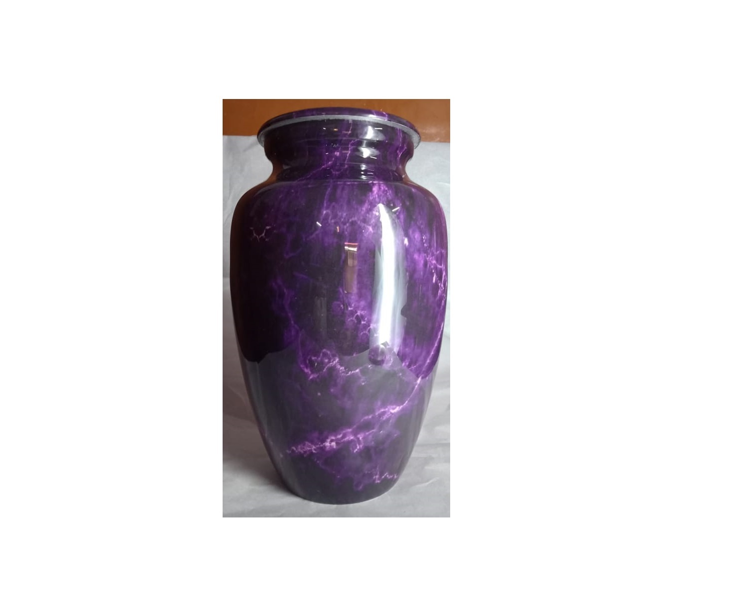Brass Engraved White Funeral Cremation Urn Funeral Supplies