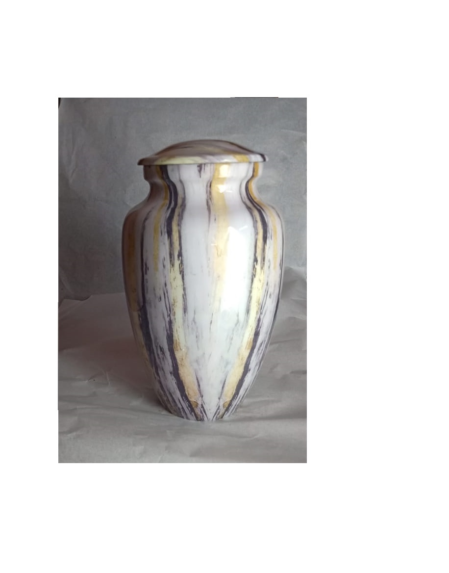 Brass Engraved White Funeral Cremation Urn Funeral Supplies