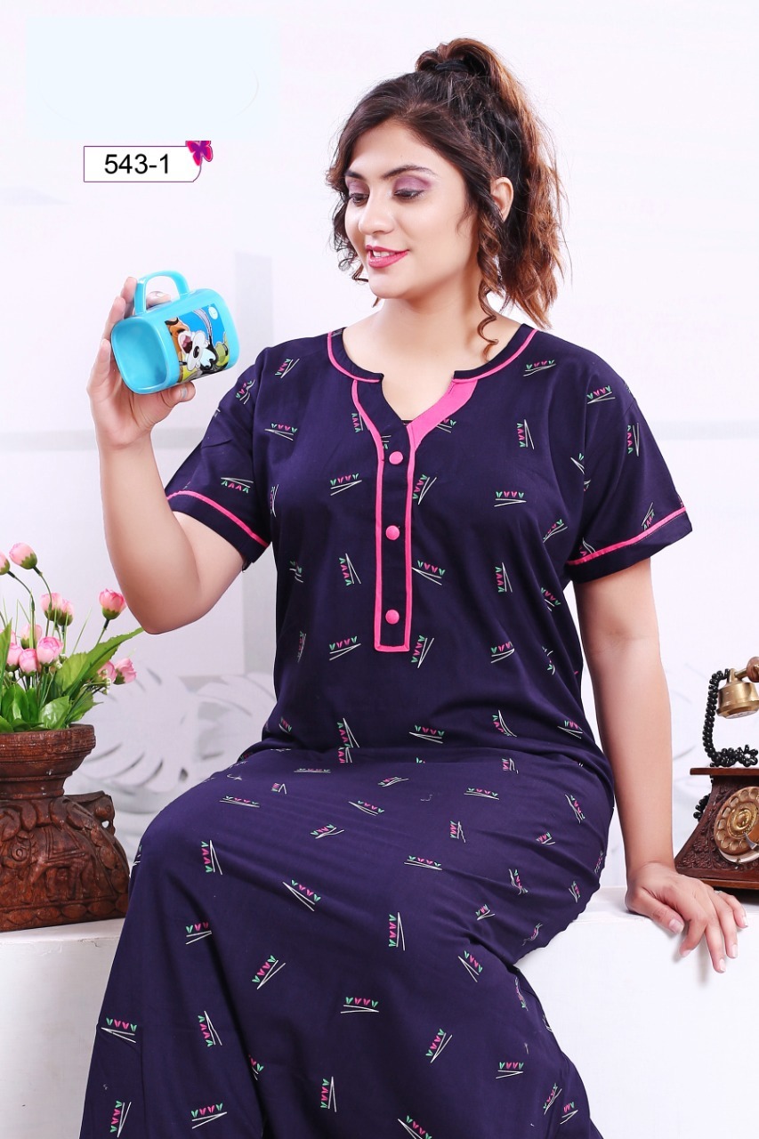 Manmohak By Vassu Cotton Designer Nighty Set - Cotton, Free Size, Mix Color, Printed Pattern, Short Sleeves, Casual Wear, Quick Dry, Washable | Suitable For All Seasons