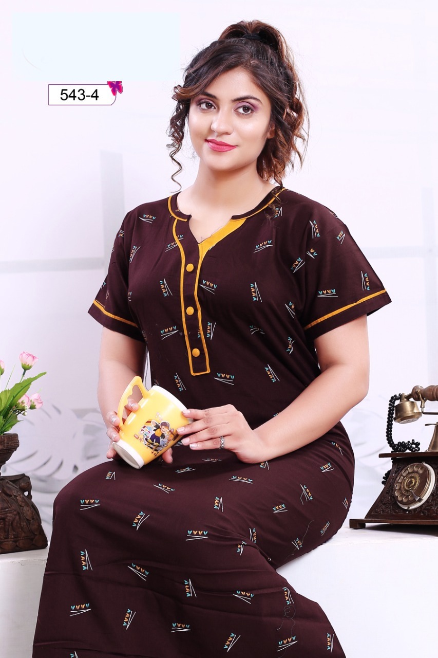 Manmohak By Vassu Cotton Designer Nighty Set - Cotton, Free Size, Mix Color, Printed Pattern, Short Sleeves, Casual Wear, Quick Dry, Washable | Suitable For All Seasons