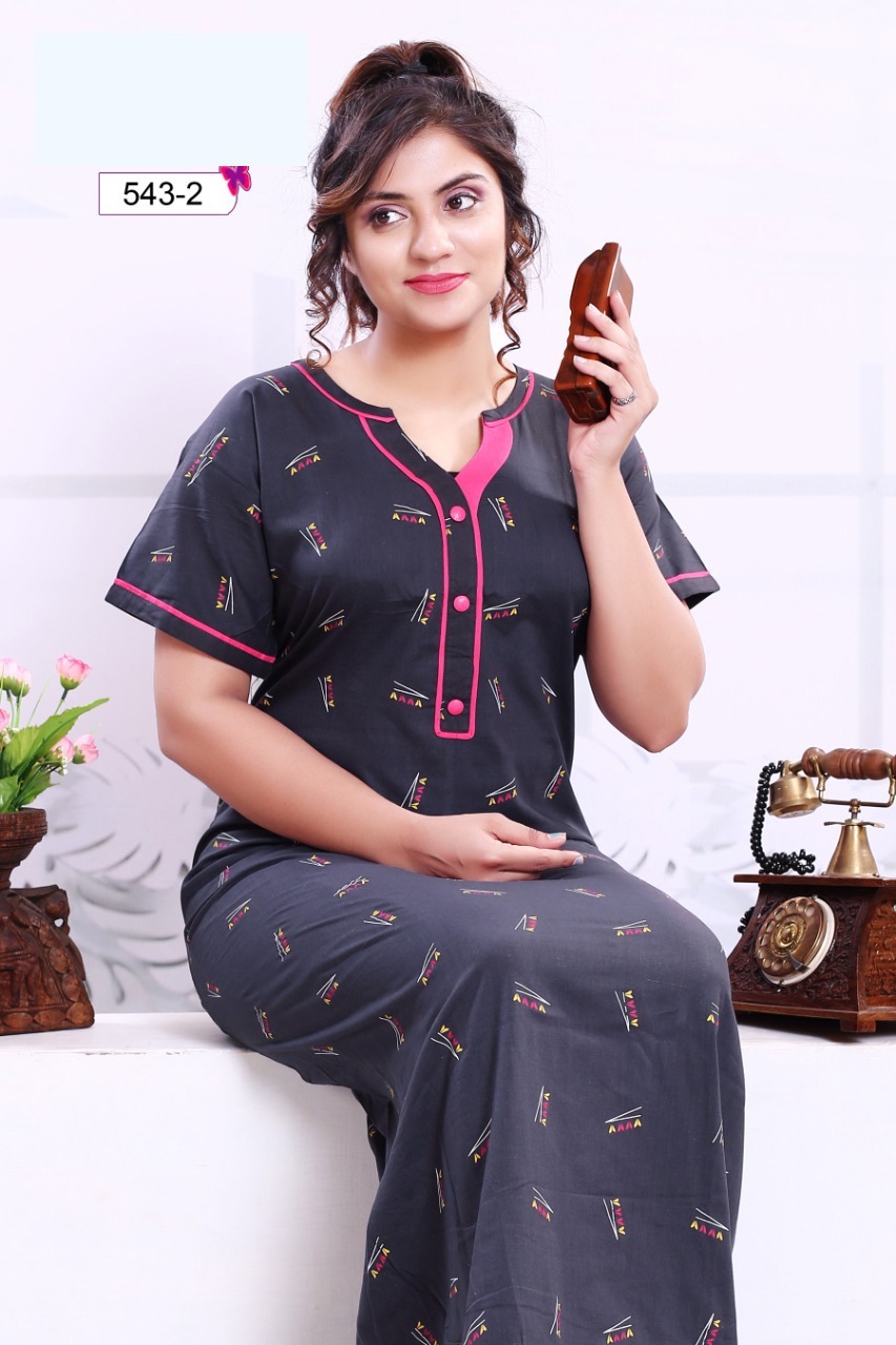 Manmohak By Vassu Cotton Designer Nighty Set - Cotton, Free Size, Mix Color, Printed Pattern, Short Sleeves, Casual Wear, Quick Dry, Washable | Suitable For All Seasons