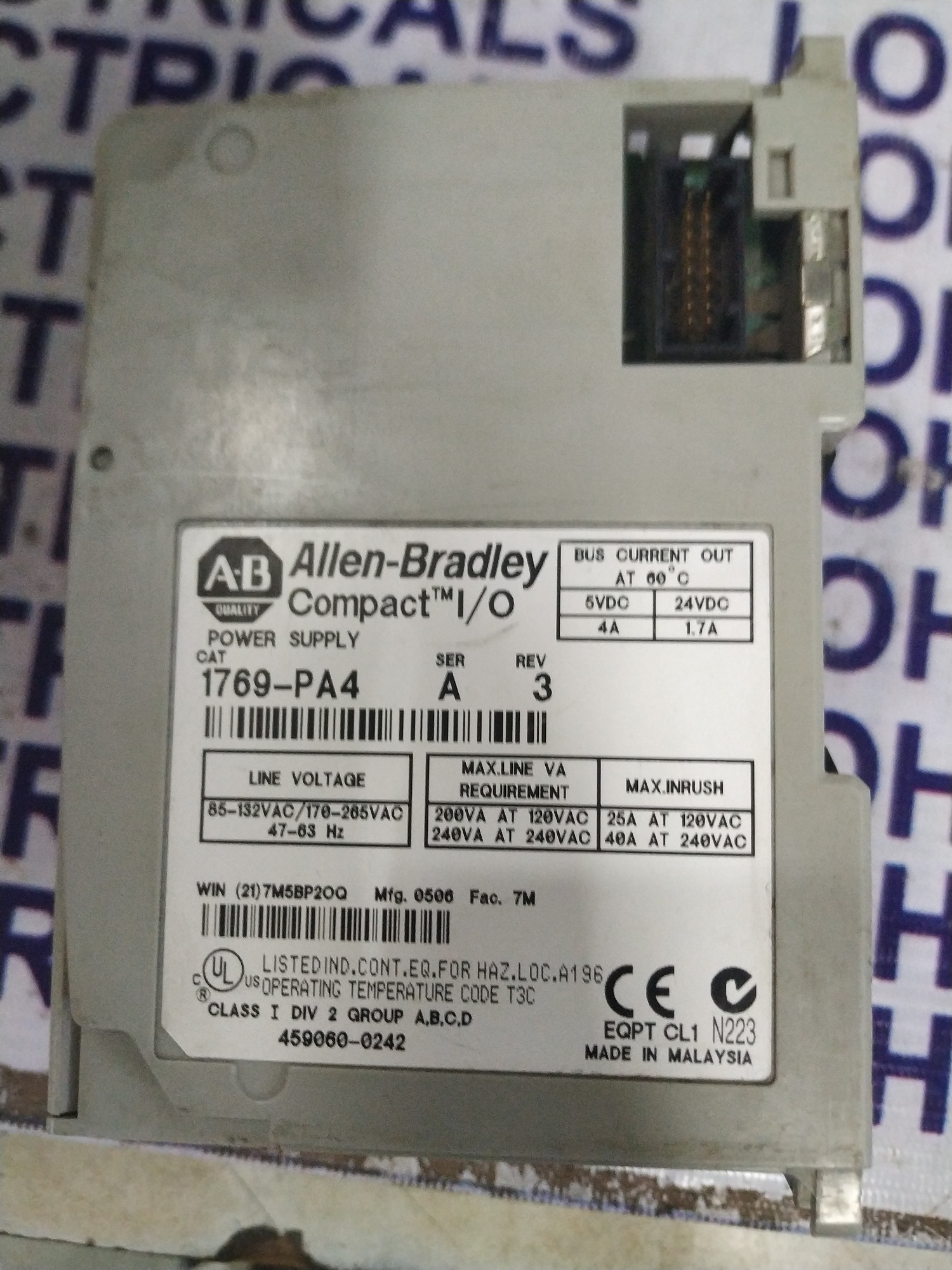 Allen Bradley Plc Module 1769-pa4