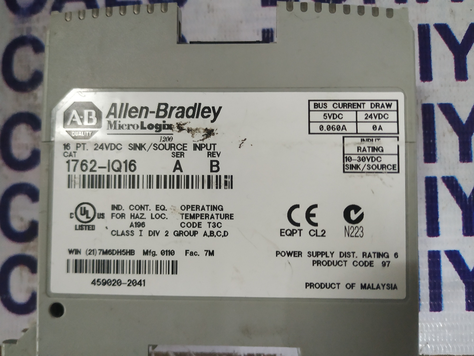 Allen Bradley Dc Input Module 1762-iq16