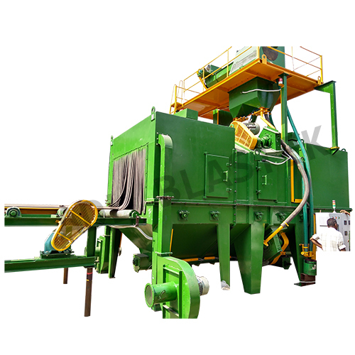 Dark Blue Roller Conveyor Bar Shot Blasting Machine