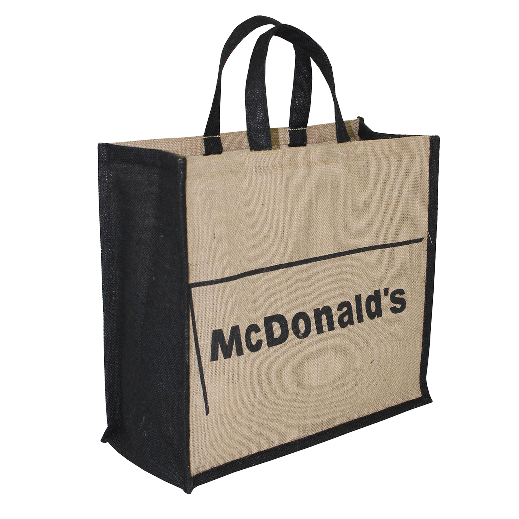 Jute Promotional Bag - 35 X 40 X 15 Cm, Natural Color, Re-usable & Bio-degradable Design With Customized Logo Print, Hand Length Web Handle