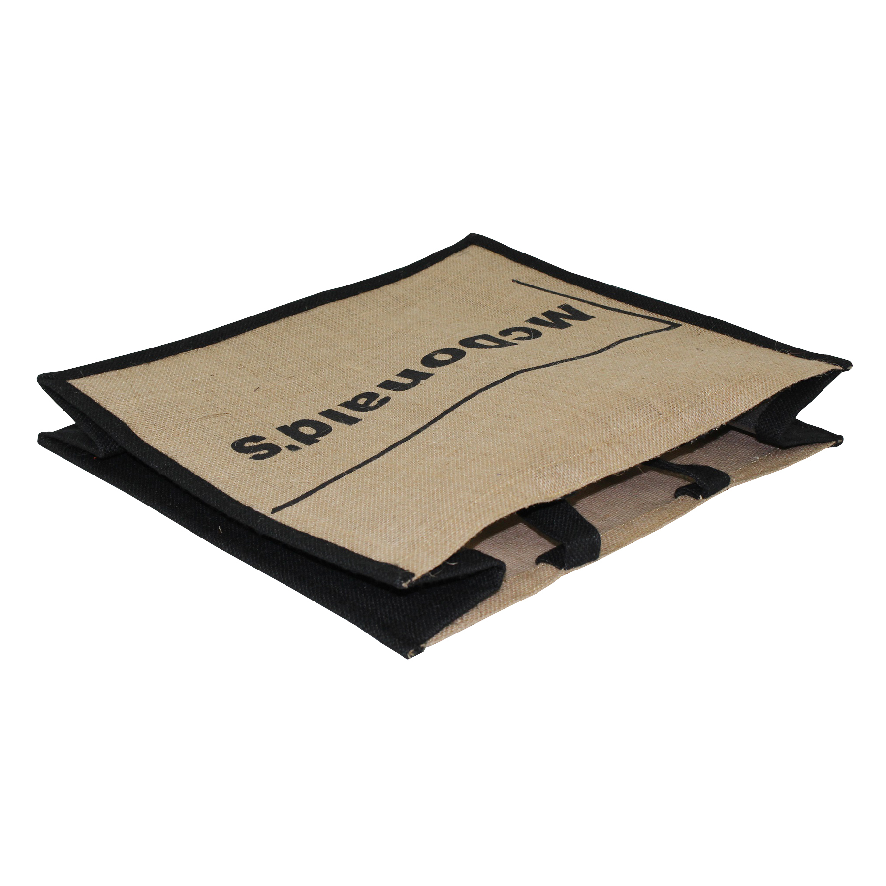 Jute Promotional Bag - 35 X 40 X 15 Cm, Natural Color, Re-usable & Bio-degradable Design With Customized Logo Print, Hand Length Web Handle
