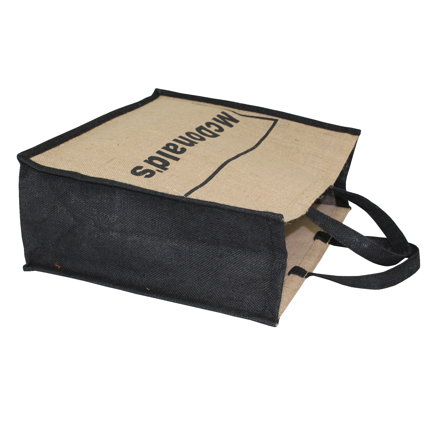 Jute Promotional Bag - 35 X 40 X 15 Cm, Natural Color, Re-usable & Bio-degradable Design With Customized Logo Print, Hand Length Web Handle
