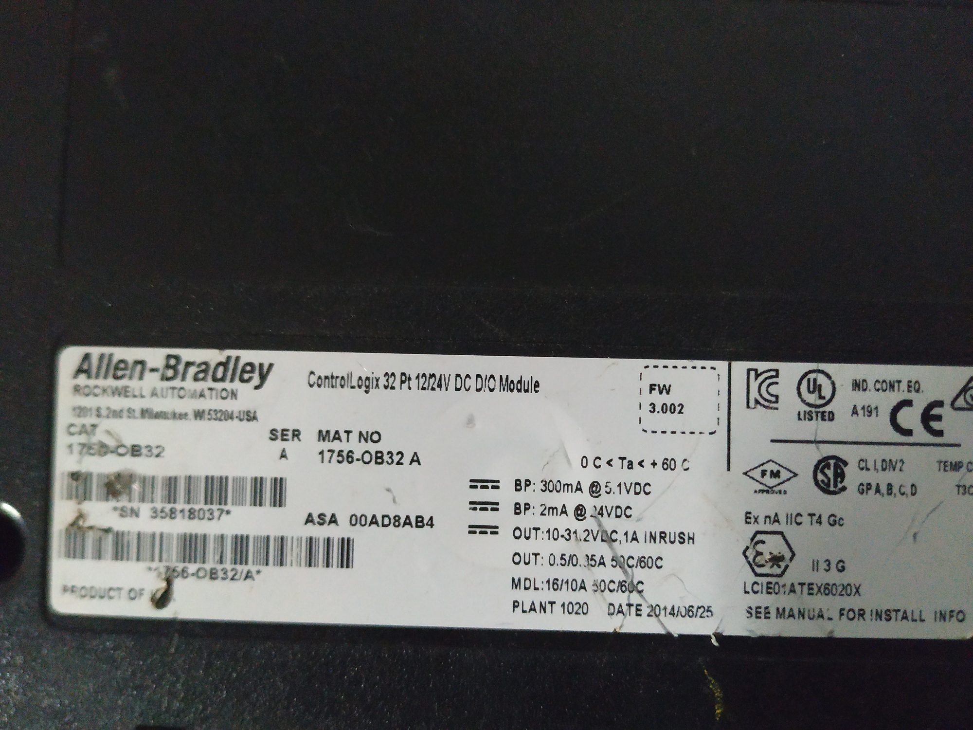 Allen Bradley Output Module 1756-0b32a