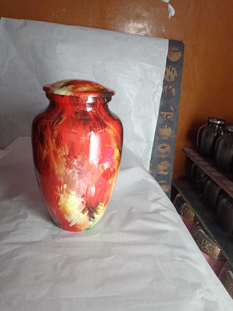 Purple Cremation Urn With White Line Funeral Supplies