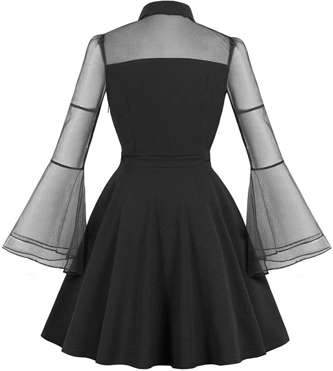 Washable Gothic Punk Black Dress
