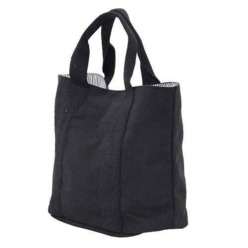 Canvas Tote Bag - 12 Oz, 24 X 34 X 14 Cm Base, Black | Eco-friendly, Customizable, Magnet Button Closure, Front Open Pocket, 5 Kg Capacity