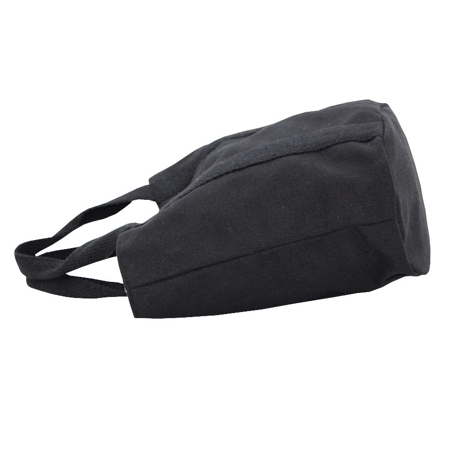 Canvas Tote Bag - 12 Oz, 24 X 34 X 14 Cm Base, Black | Eco-friendly, Customizable, Magnet Button Closure, Front Open Pocket, 5 Kg Capacity