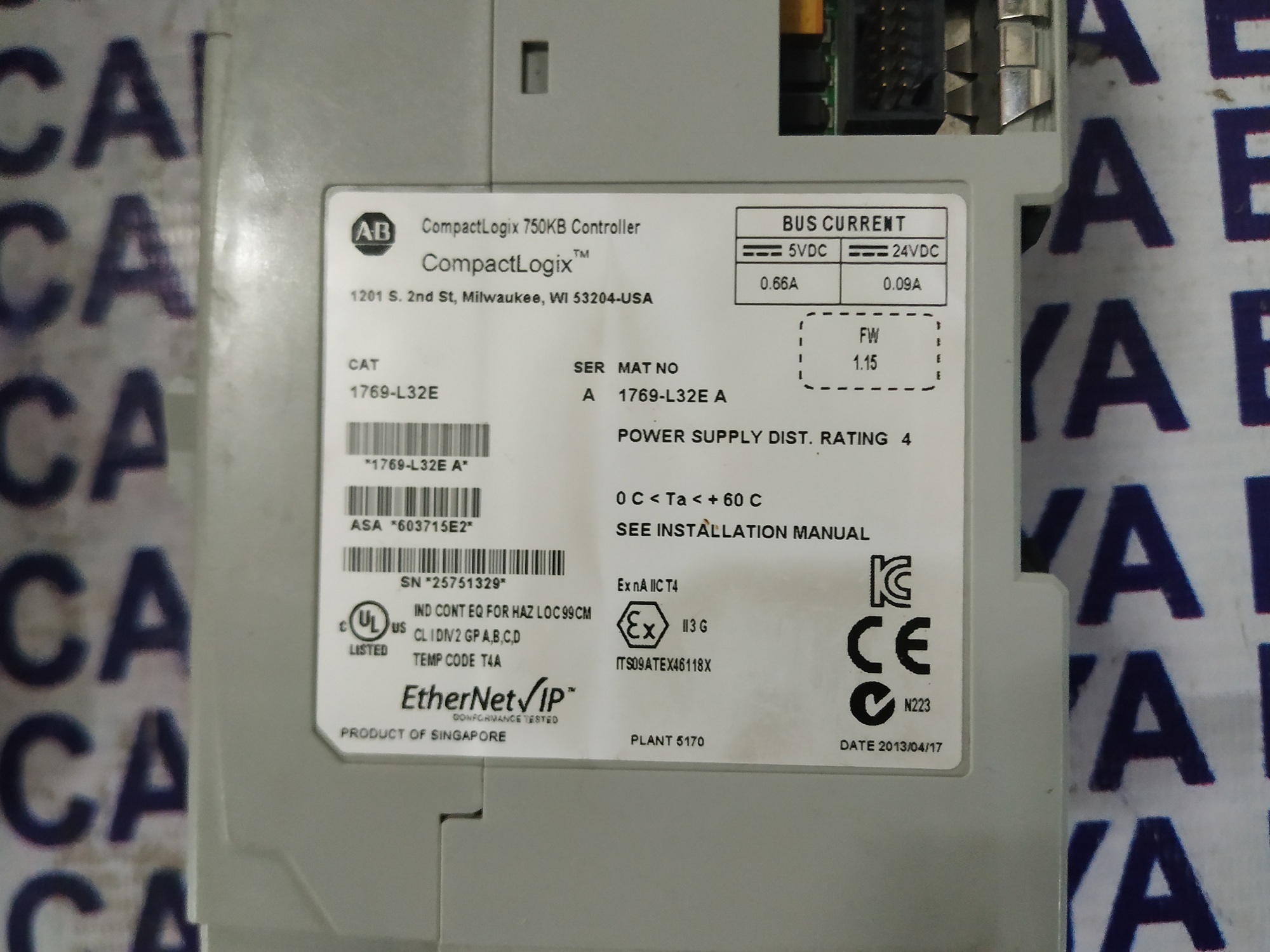 Allen Bradley Logix Controller 1769-l32e