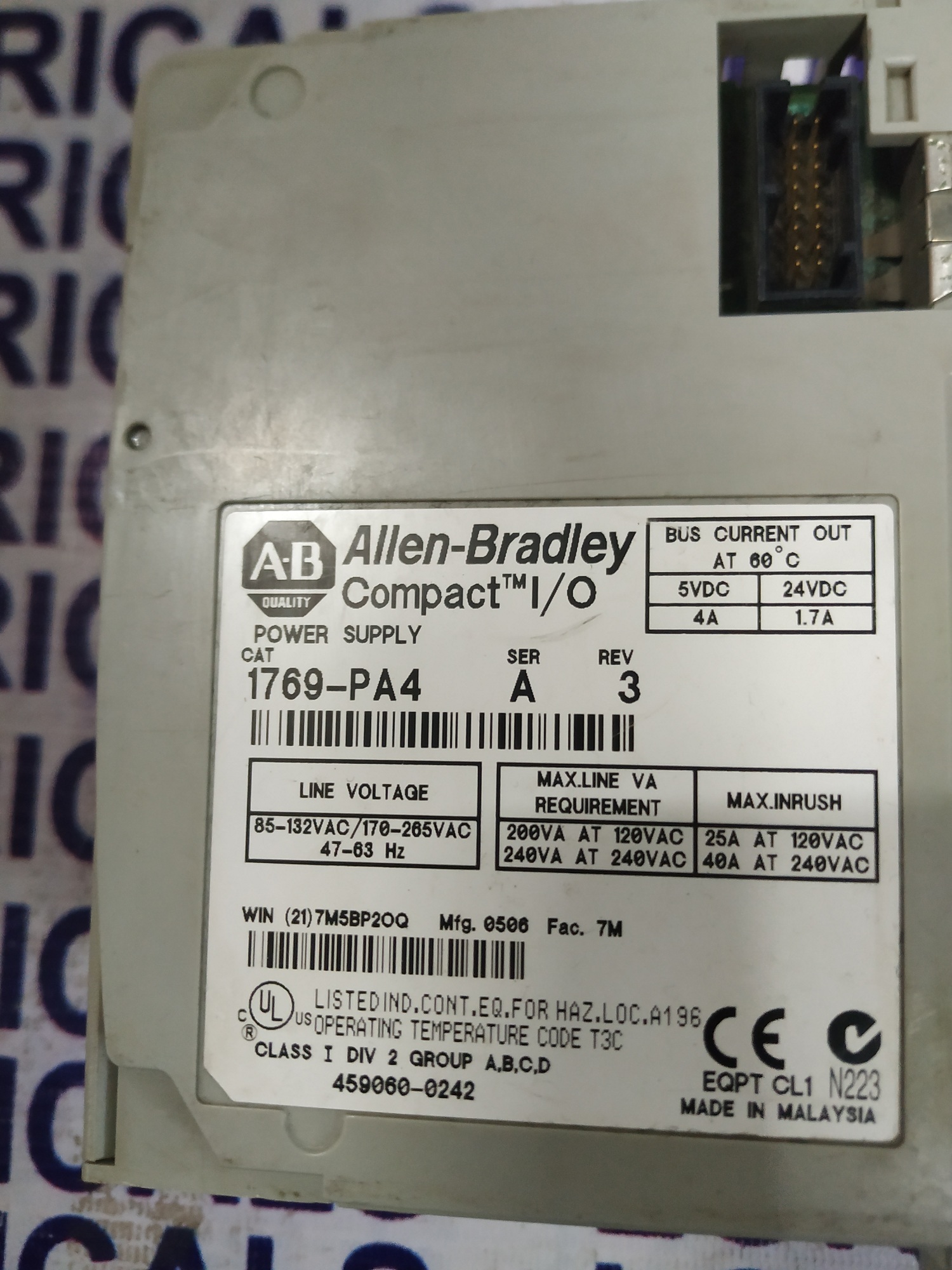 Allen Bradley Power Supply 1769-pa4