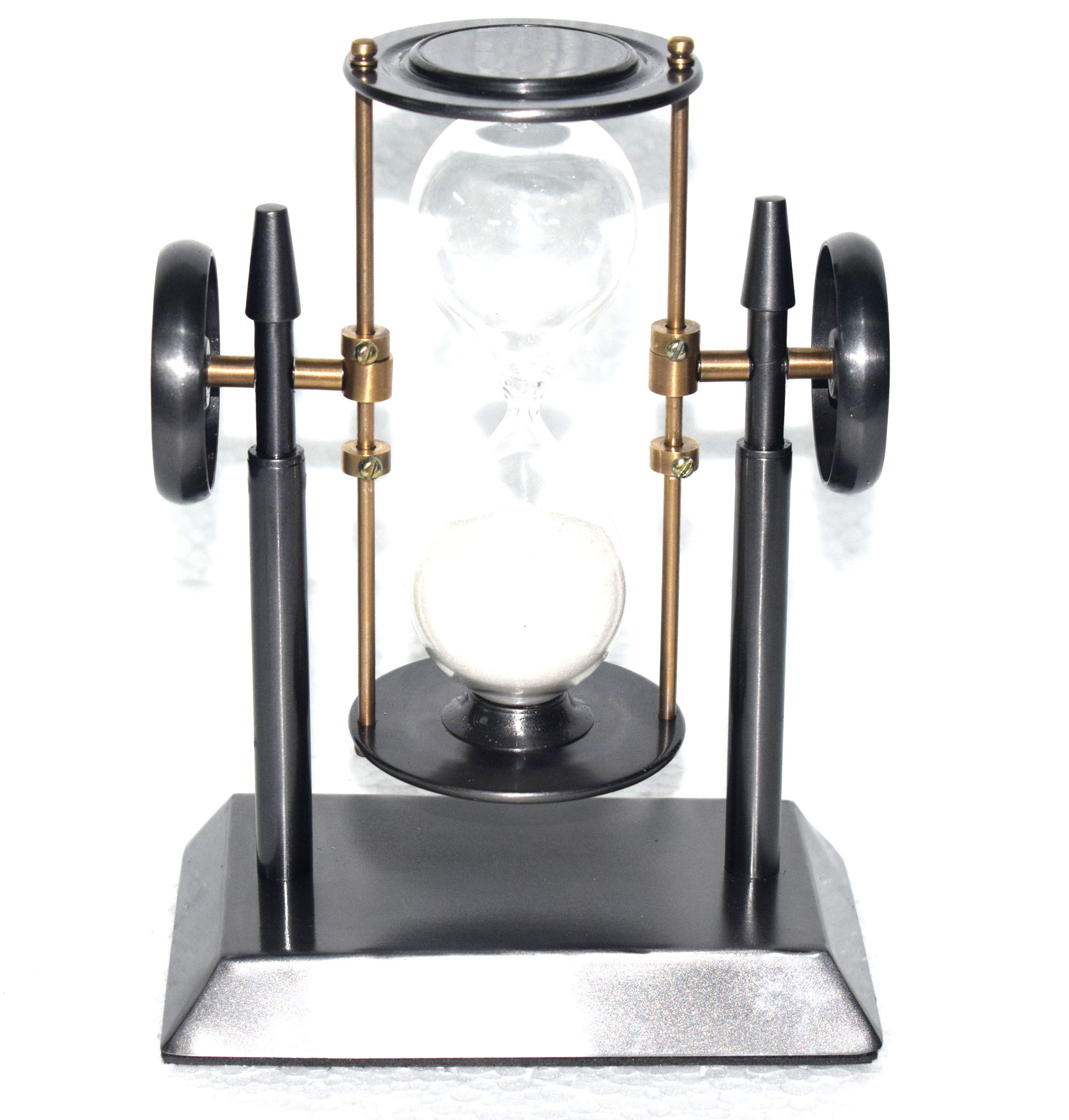 Nautical Sand Timer - Brass And Glass, 21cm Height, Antique Two Tone Finish, Decorative Home/office Desk Accessory