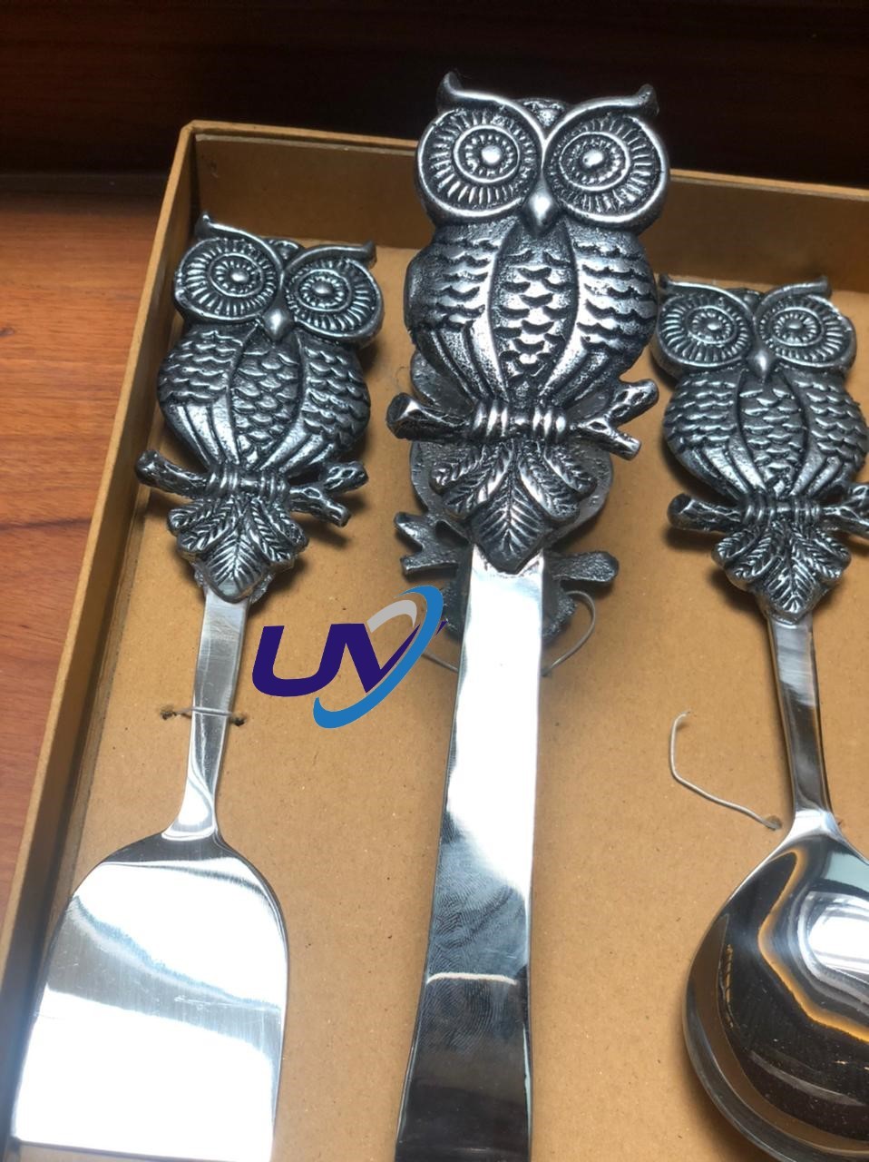 Owl Serving Set 3pcs - Color: Gold & Silver