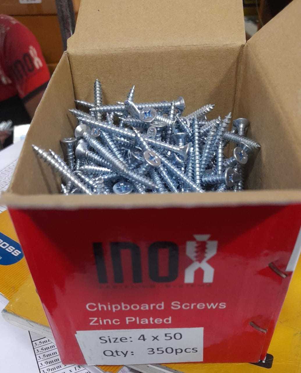 Chip Board Screws - Color: White Zinc