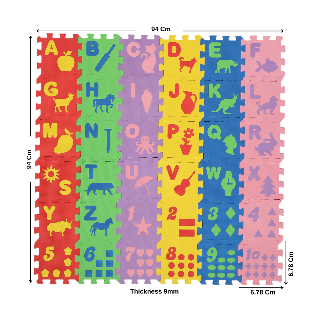 Multicolor Toyz Villa Alphabet And Numbers Eva Foam Non Toxic Puzzle Mat