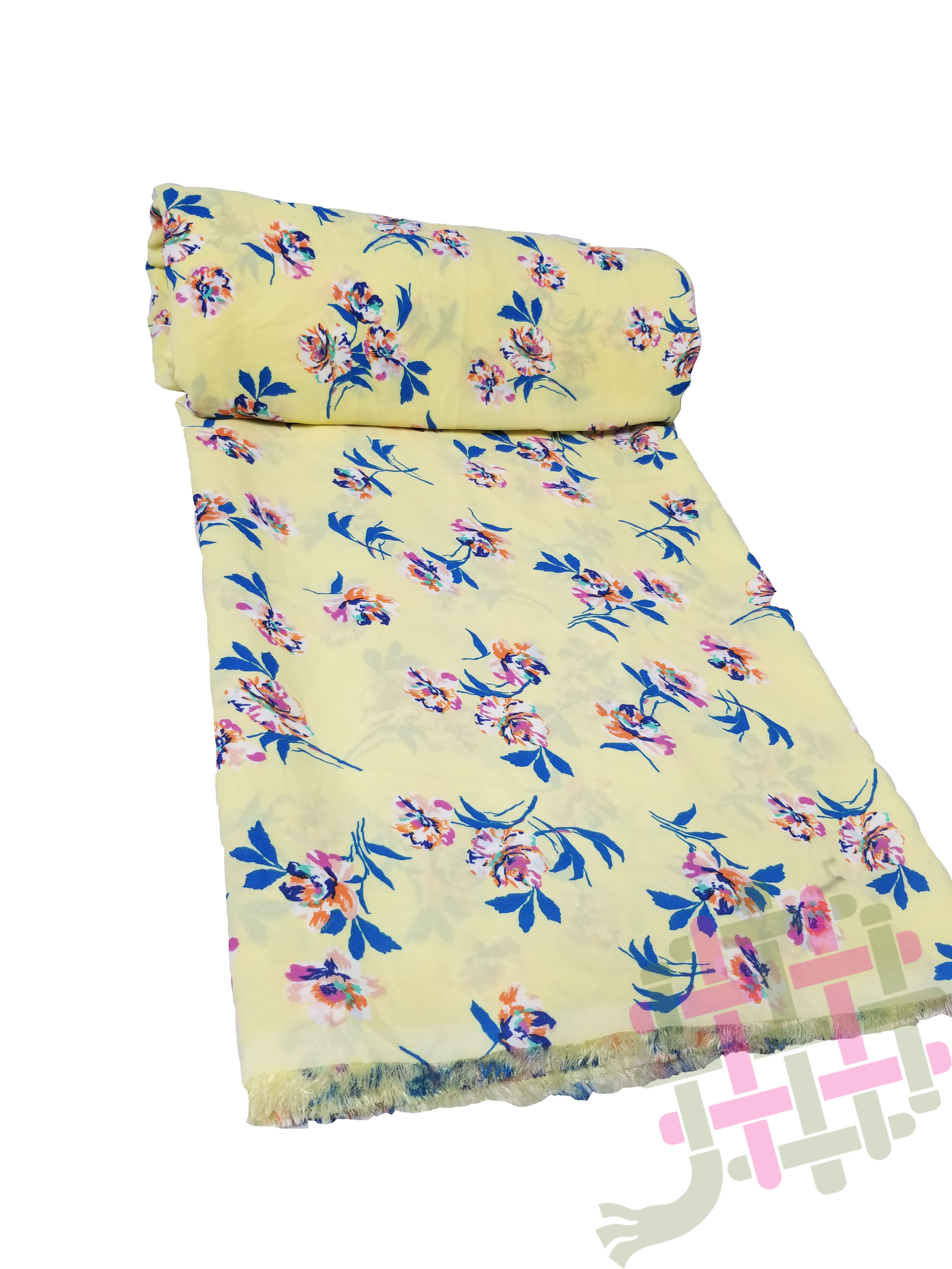 Classic Digital Printed Georgette Fabric - 60 Inch Width, Black, Yellow, Cream, White | Washable, Ideal For Kurti, Dress, Gown, Suit, Shirt, Skirt