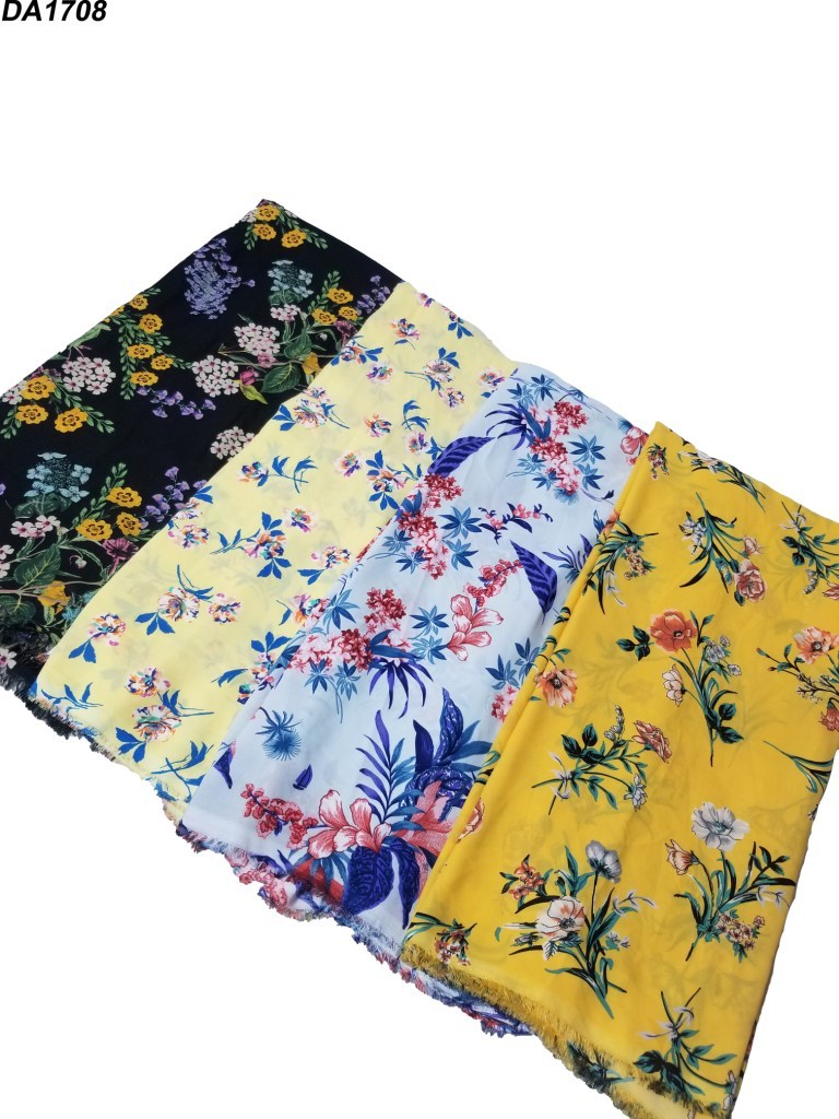 Stylish Digital Printed Georgette Fabric - 60" Inch Wide, Black, Yellow, Cream, White | Washable, Ideal For Kurti, Gown, Dress, And More