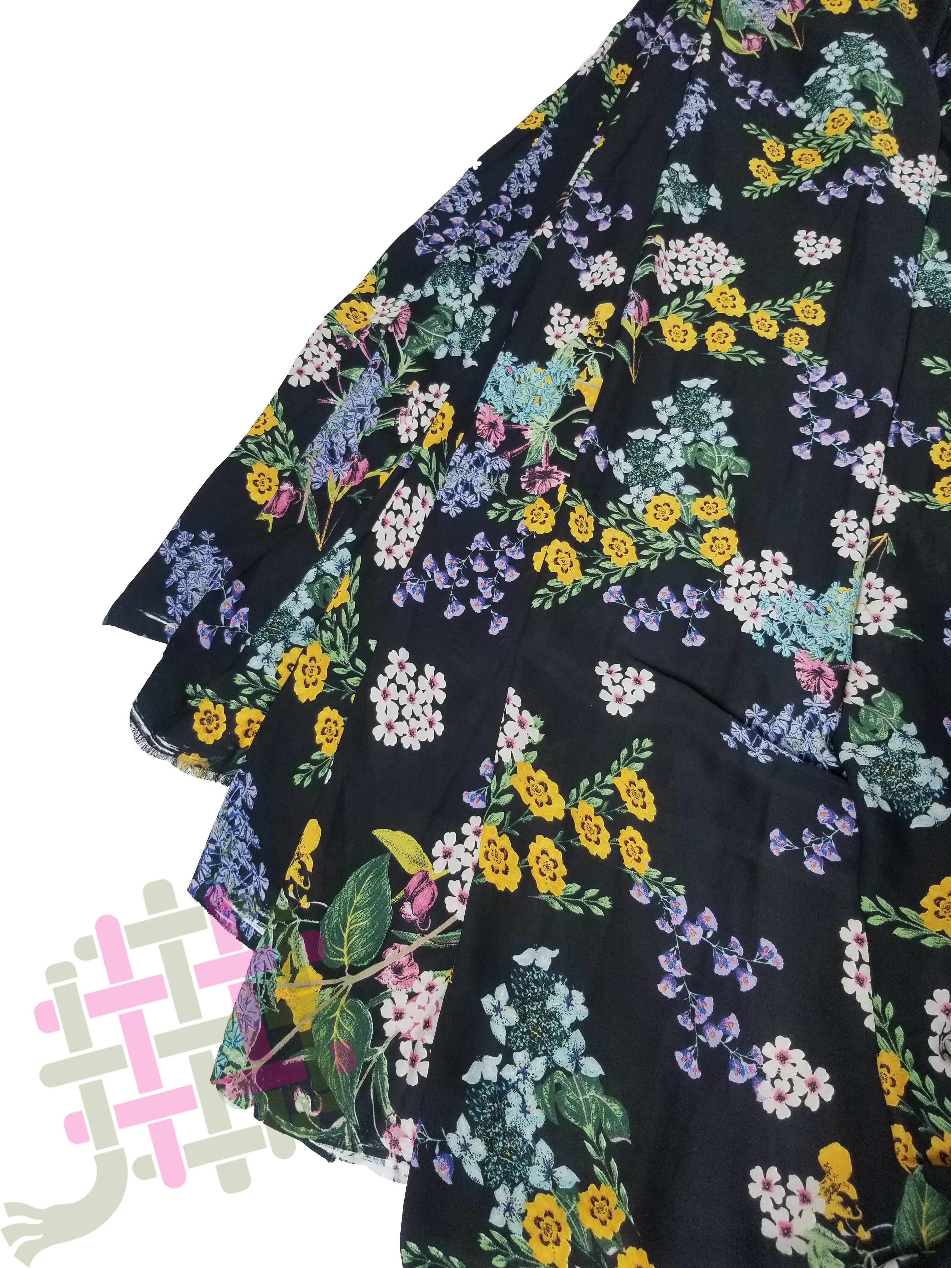 Stylish Digital Printed Georgette Fabric - 60" Inch Wide, Black, Yellow, Cream, White | Washable, Ideal For Kurti, Gown, Dress, And More