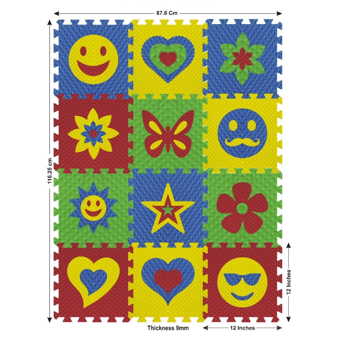 Multicolor Toyz Villa Emoji Kids Learn And Play Eva Foam Puzzle Mat