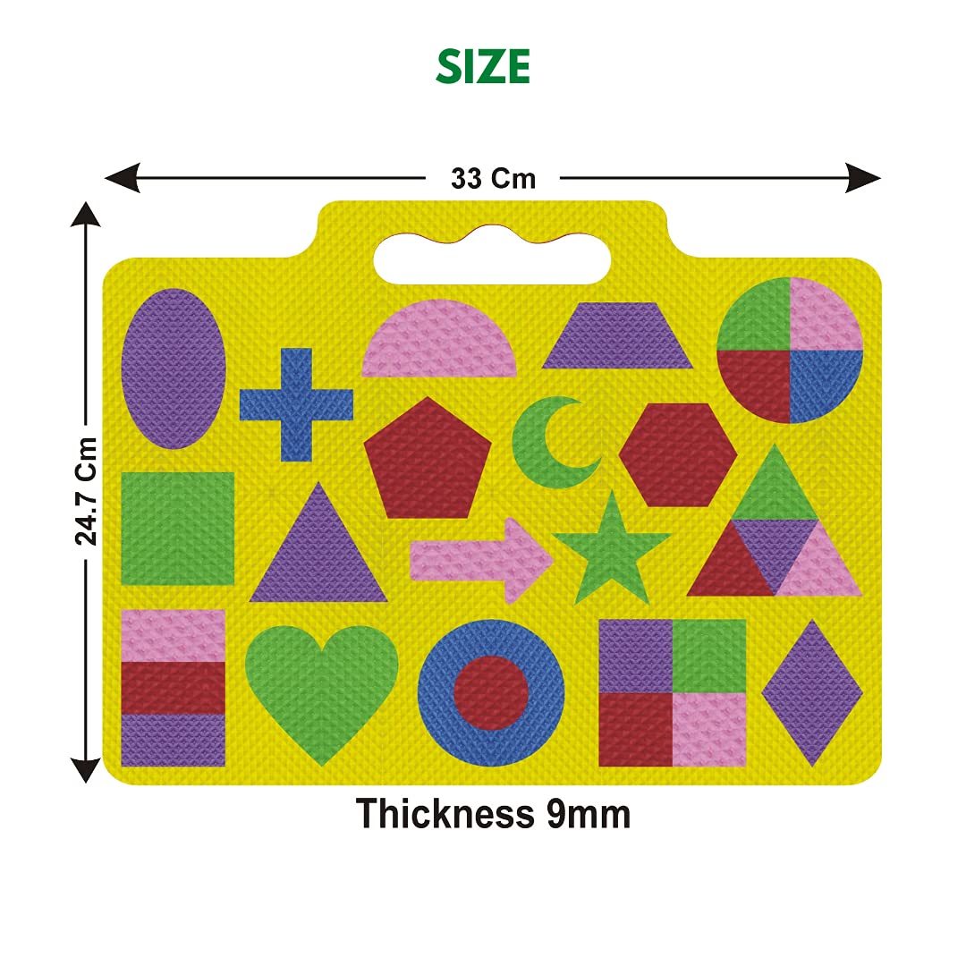 Toyz Villa Eva Foam Learning Board - 33x33 Cm, Multicolor Non-toxic Interlocking Shapes Play Mat For Early Education And Creative Development