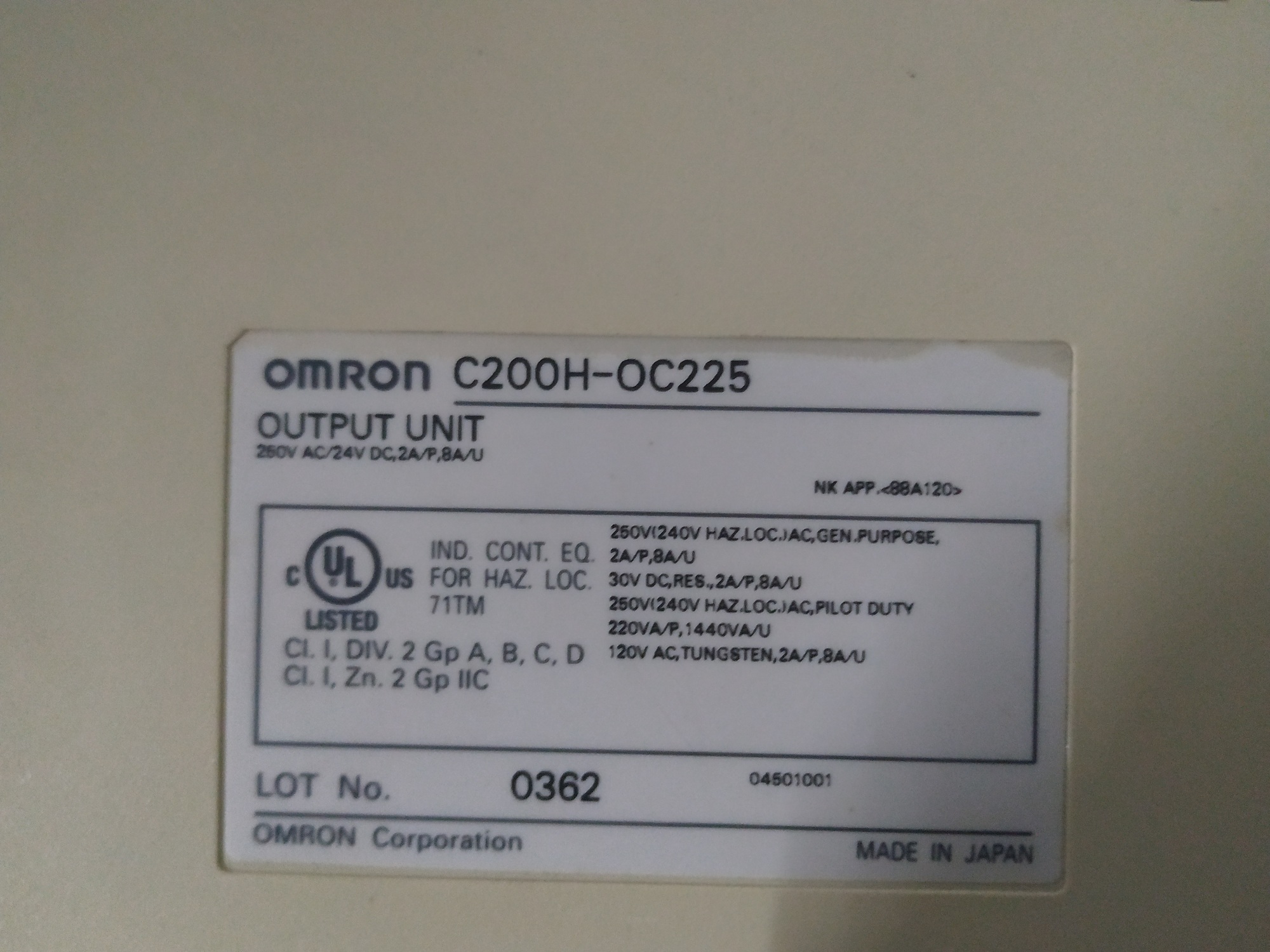 Omron Output Unit C200h-oc225