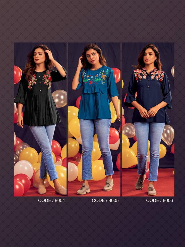 Rayon Top - Epsilon Vol 8 Heavy Embroidery Fabric, Available In M, L, Xl, 2xl, 3xl Sizes, 6 Vibrant Colors, Perfect For Summer Wear