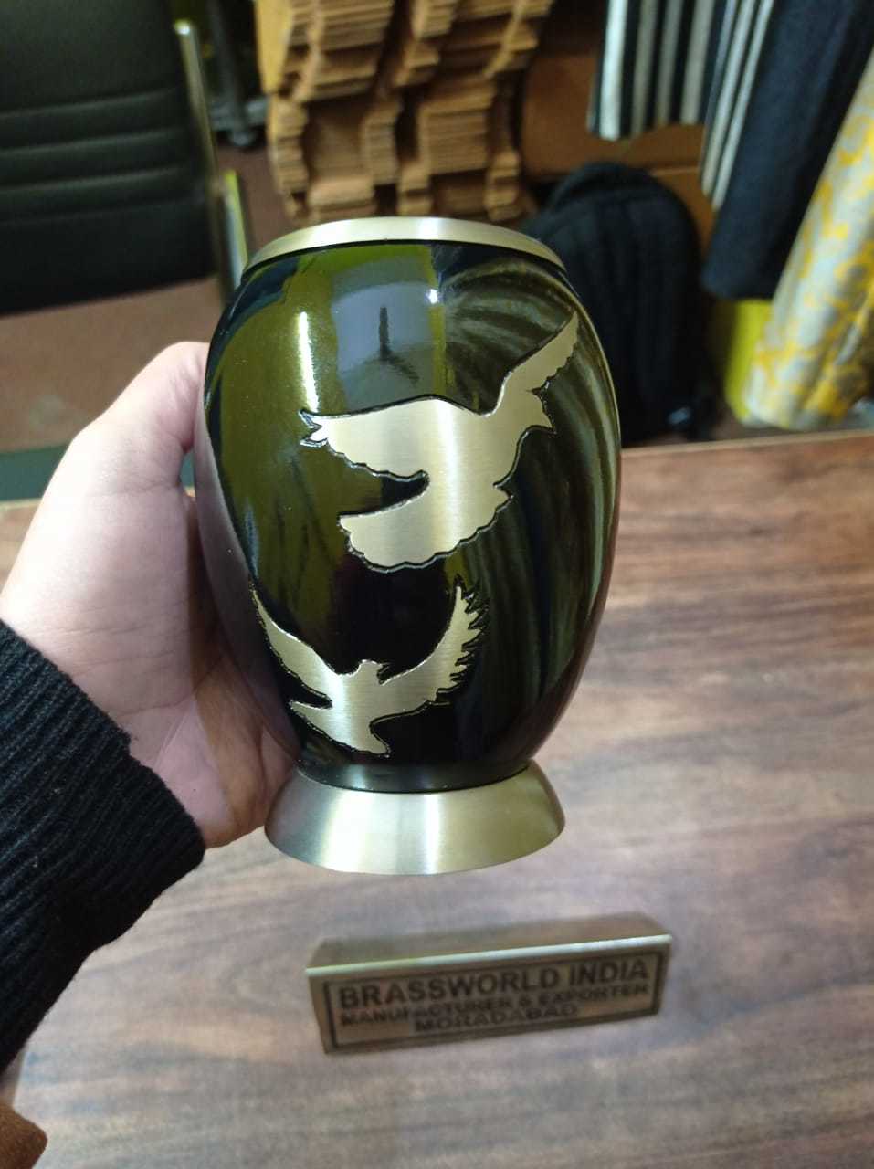 Brass Creation Tea Light With Golden Paw Engraved Urn Funeral Supplies