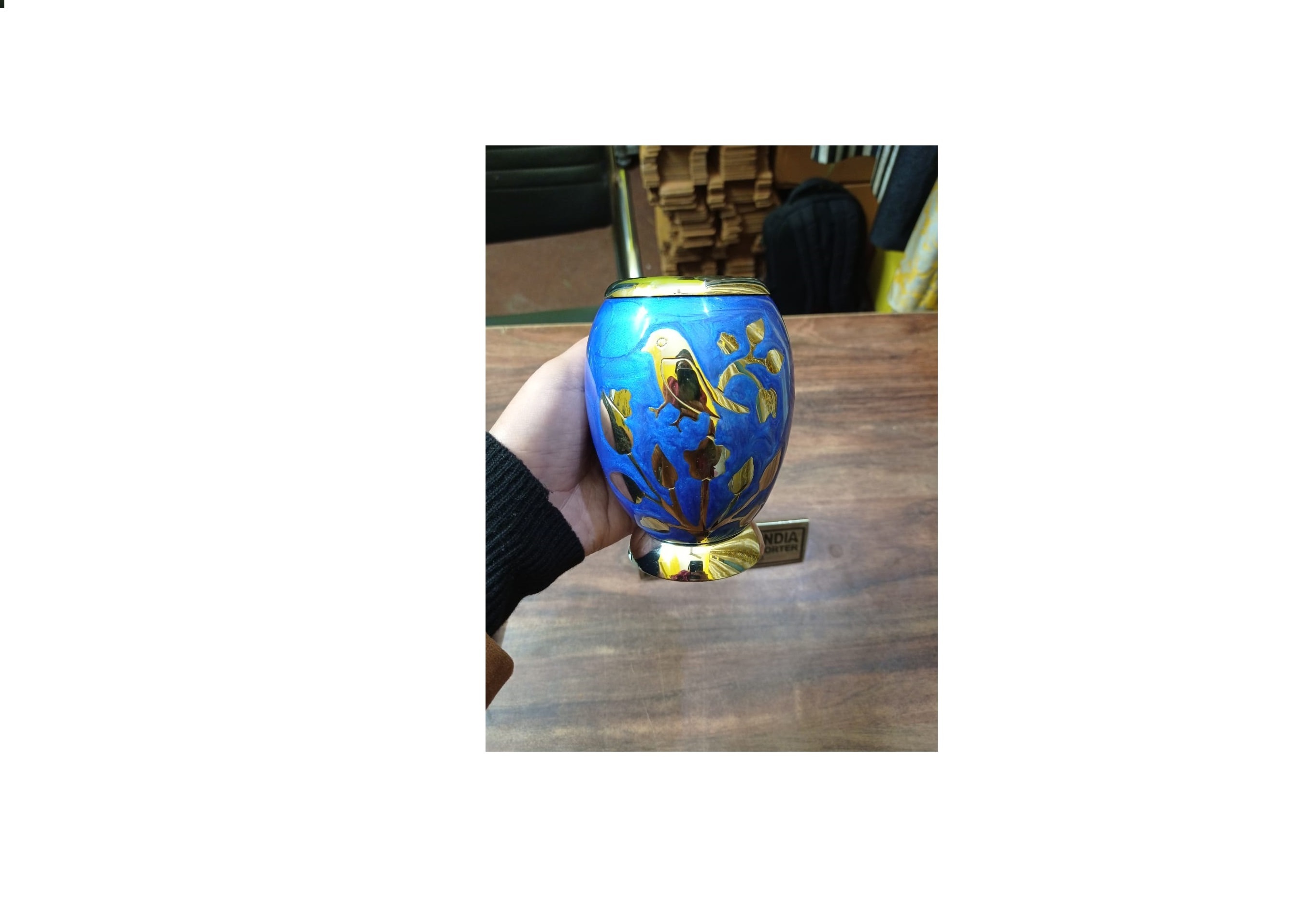 Brass Creation Tea Light With Golden Paw Engraved Urn Funeral Supplies