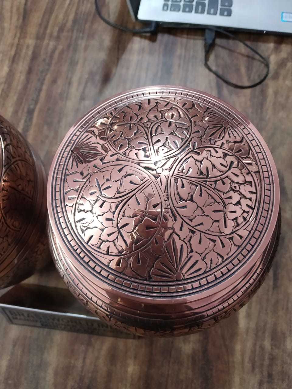 Brass Fully Engraved With Copper Finish Cremation Urn Funeral Supplies