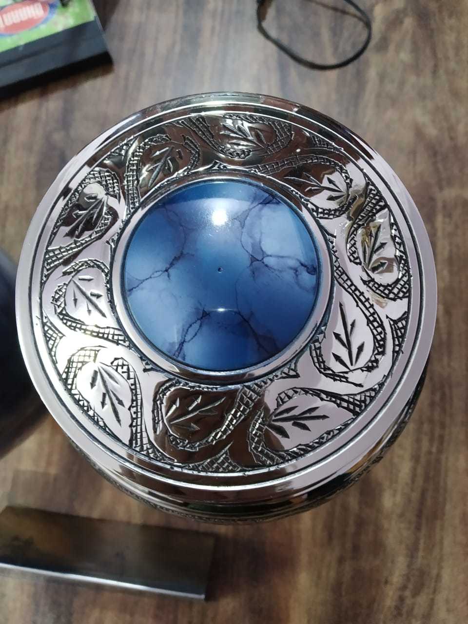 Blue Cremation Urn For Human Ashes In Handicrafted Funeral Memorial Urn Funeral Supplies
