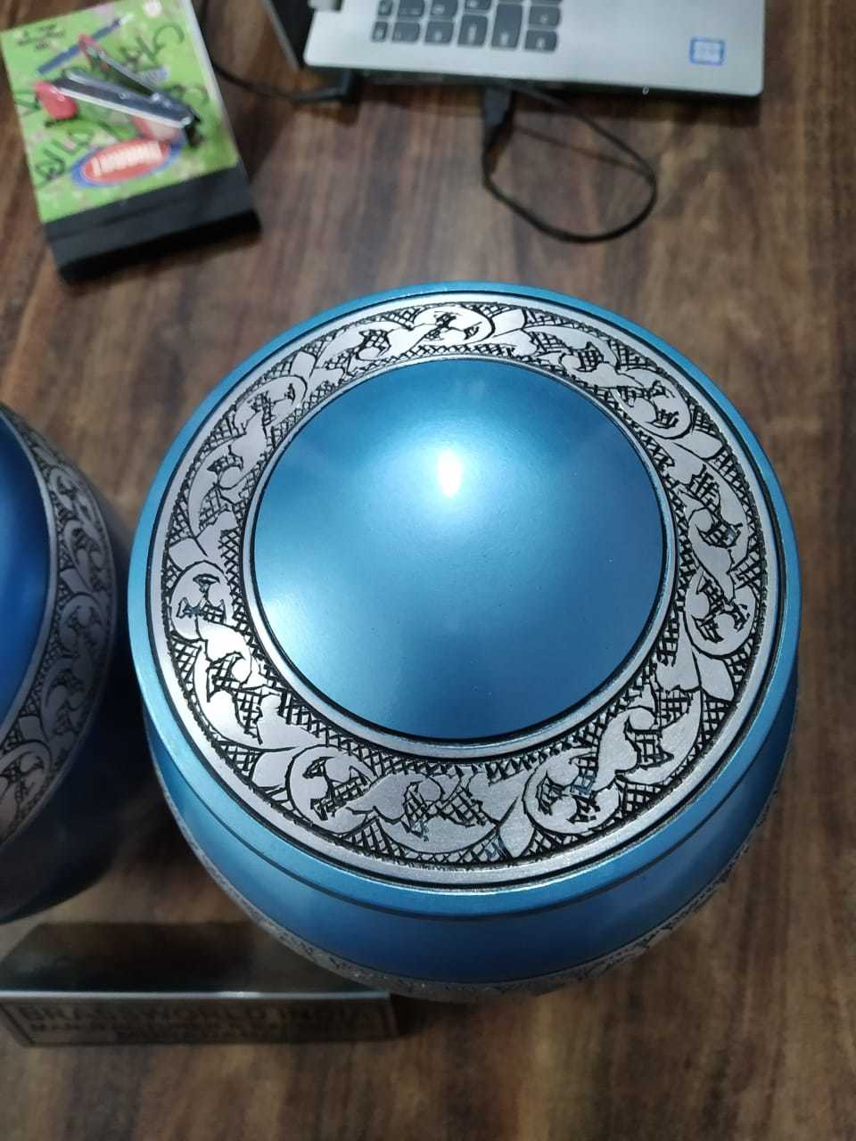 Blue Cremation Urn For Human Ashes In Handicrafted Funeral Memorial Urn Funeral Supplies