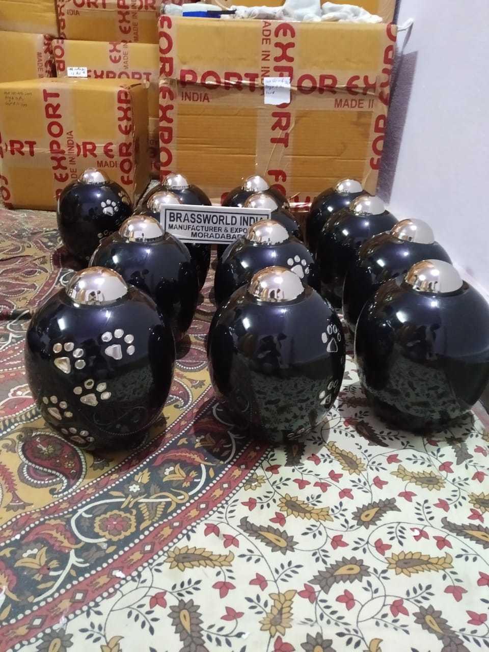 Onyx Brass Pet Paw Full Size Urn Funeral Supplies