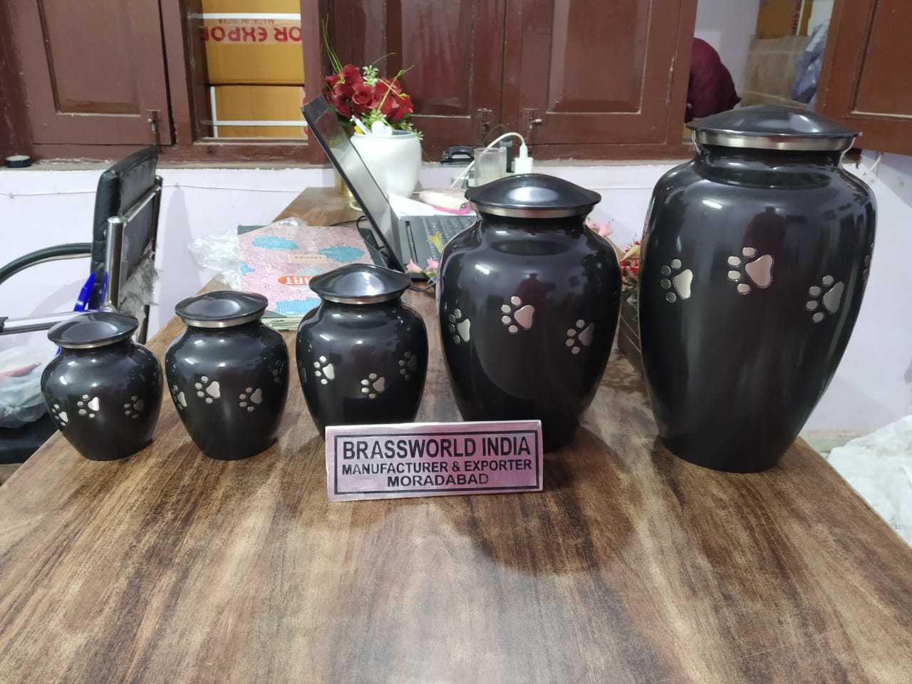 Onyx Brass Pet Paw Full Size Urn Funeral Supplies