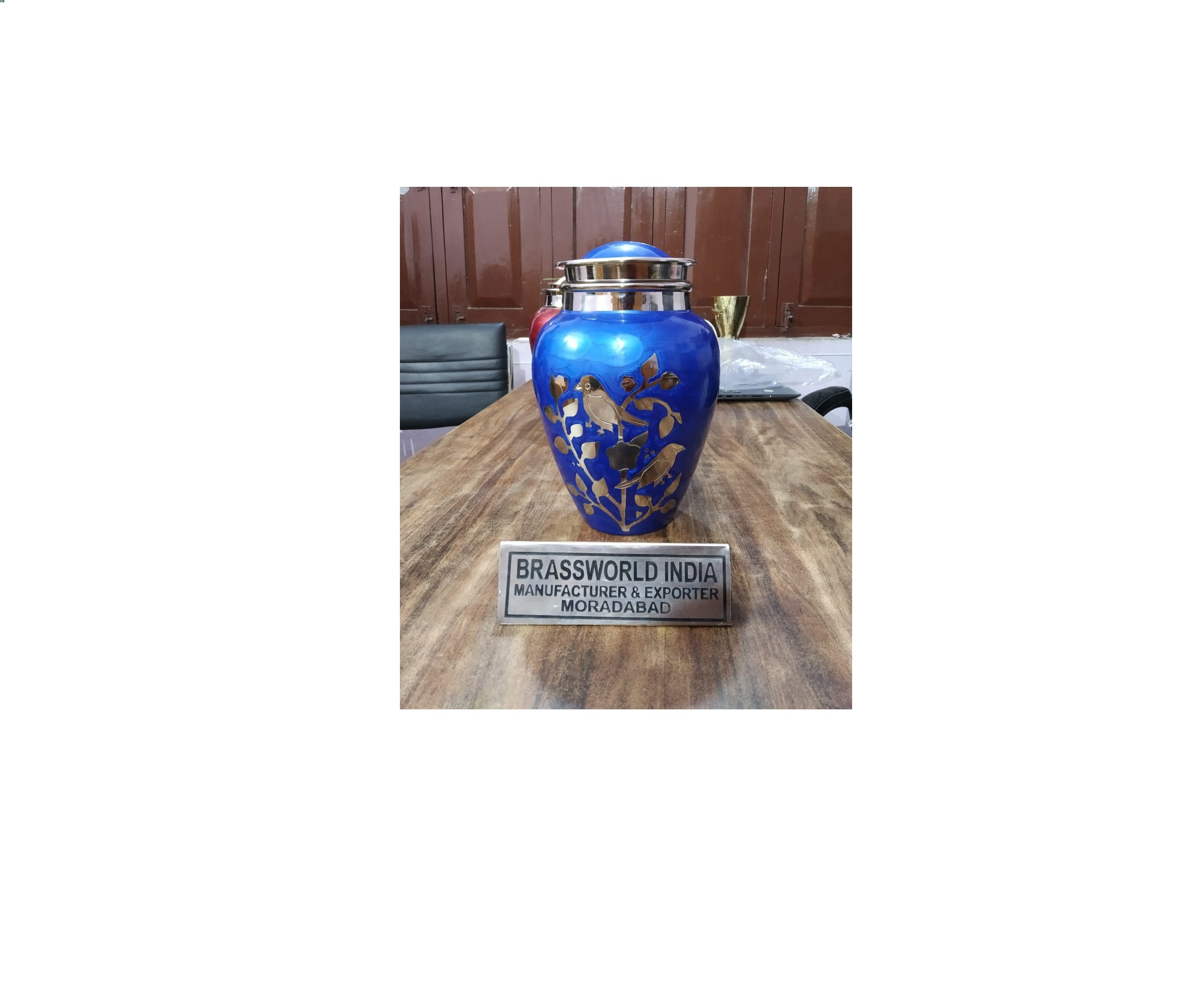 Blessing Bird Engraved Golden Cremation Urn Funeral Supplies