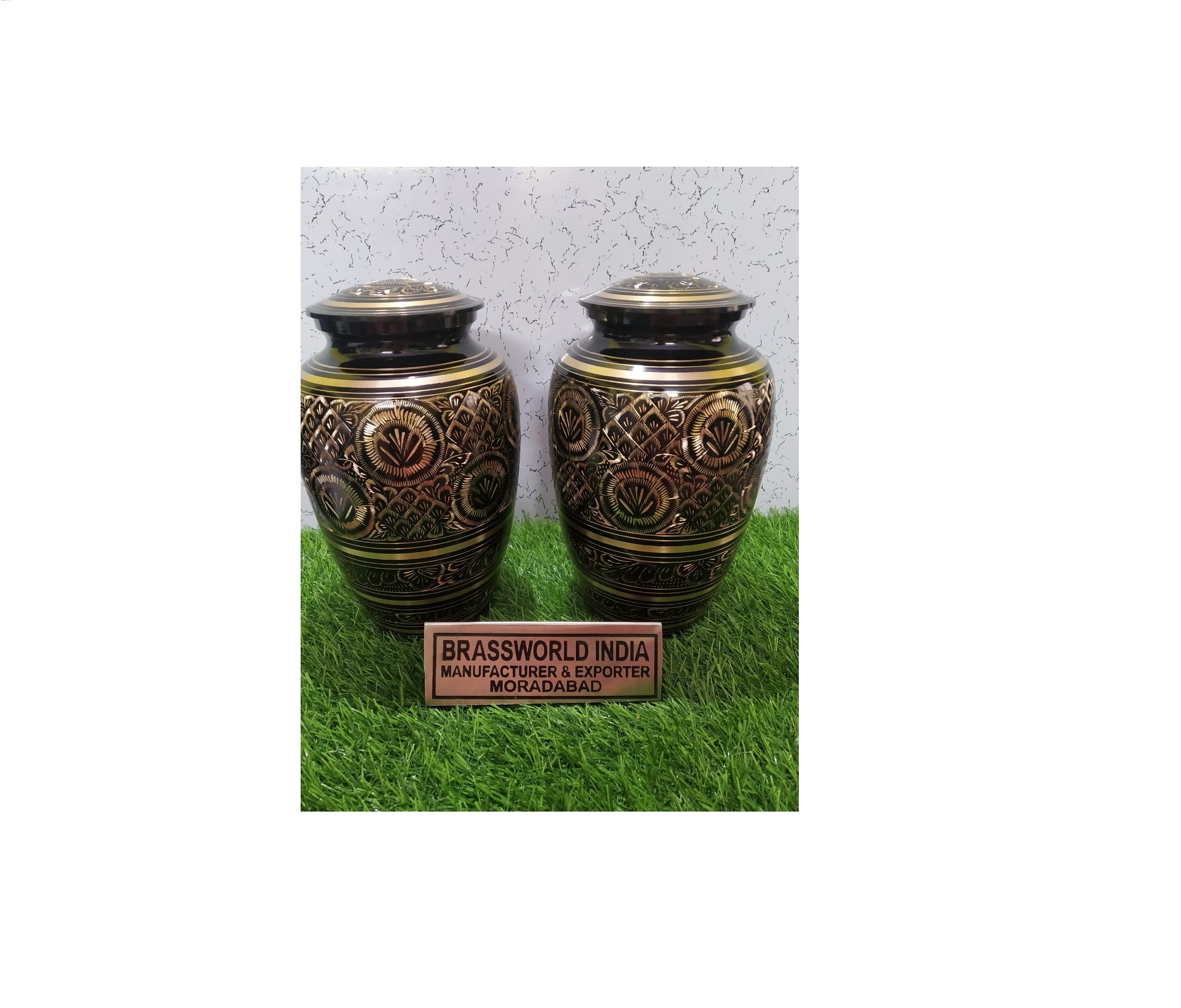 Brass Black With Shining Lines Cremation Urn For Human Ashes Funeral Supplies