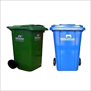 Plastic Dustbin Set - 120 Ltr Capacity | Trolley Mounted, Domestic & Industrial Use, Blue & Green Color