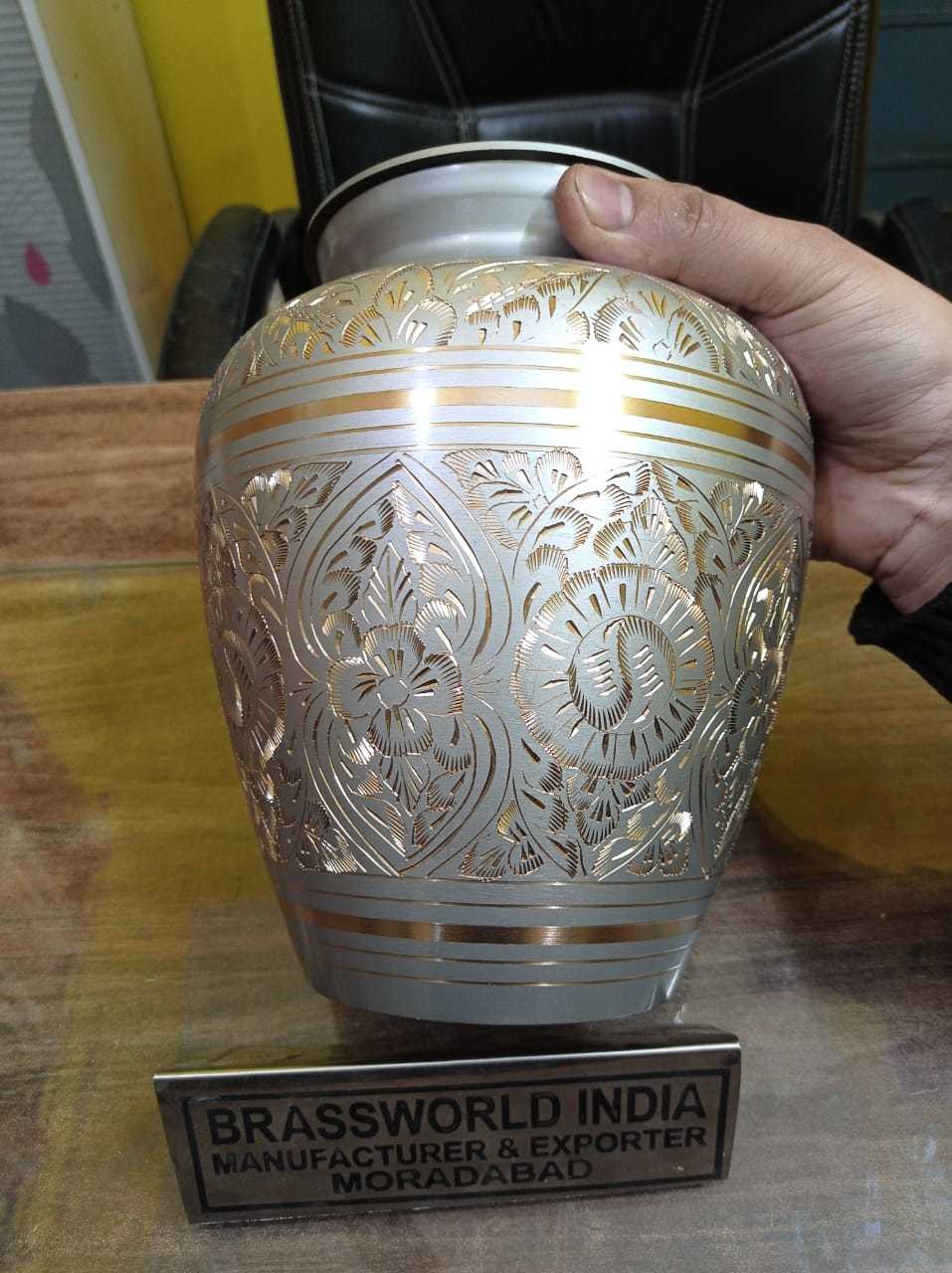 Prestige Brass With Engraved Cremation Urn Funeral Supplies