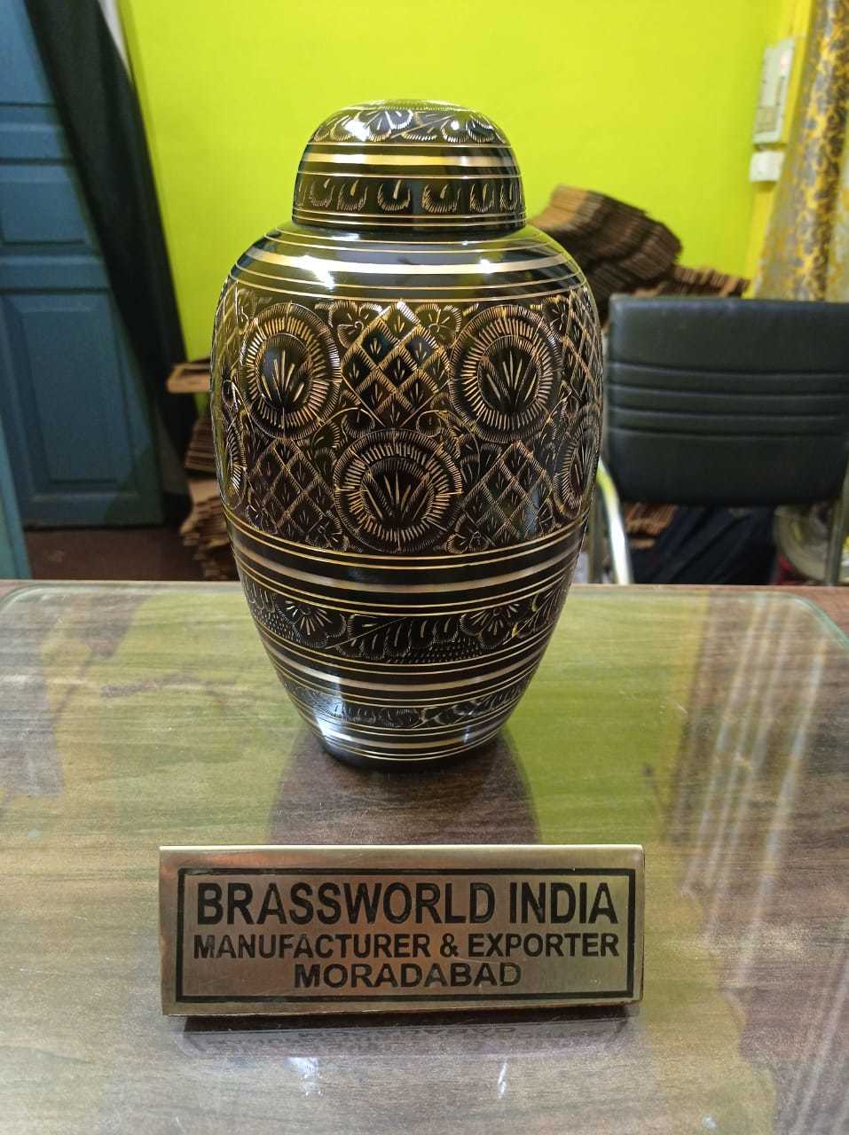 Prestige Brass With Engraved Cremation Urn Funeral Supplies