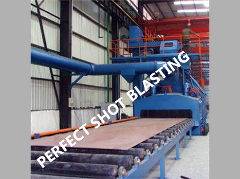 Blue Green Plate Cleaning Shot Blasting Machine