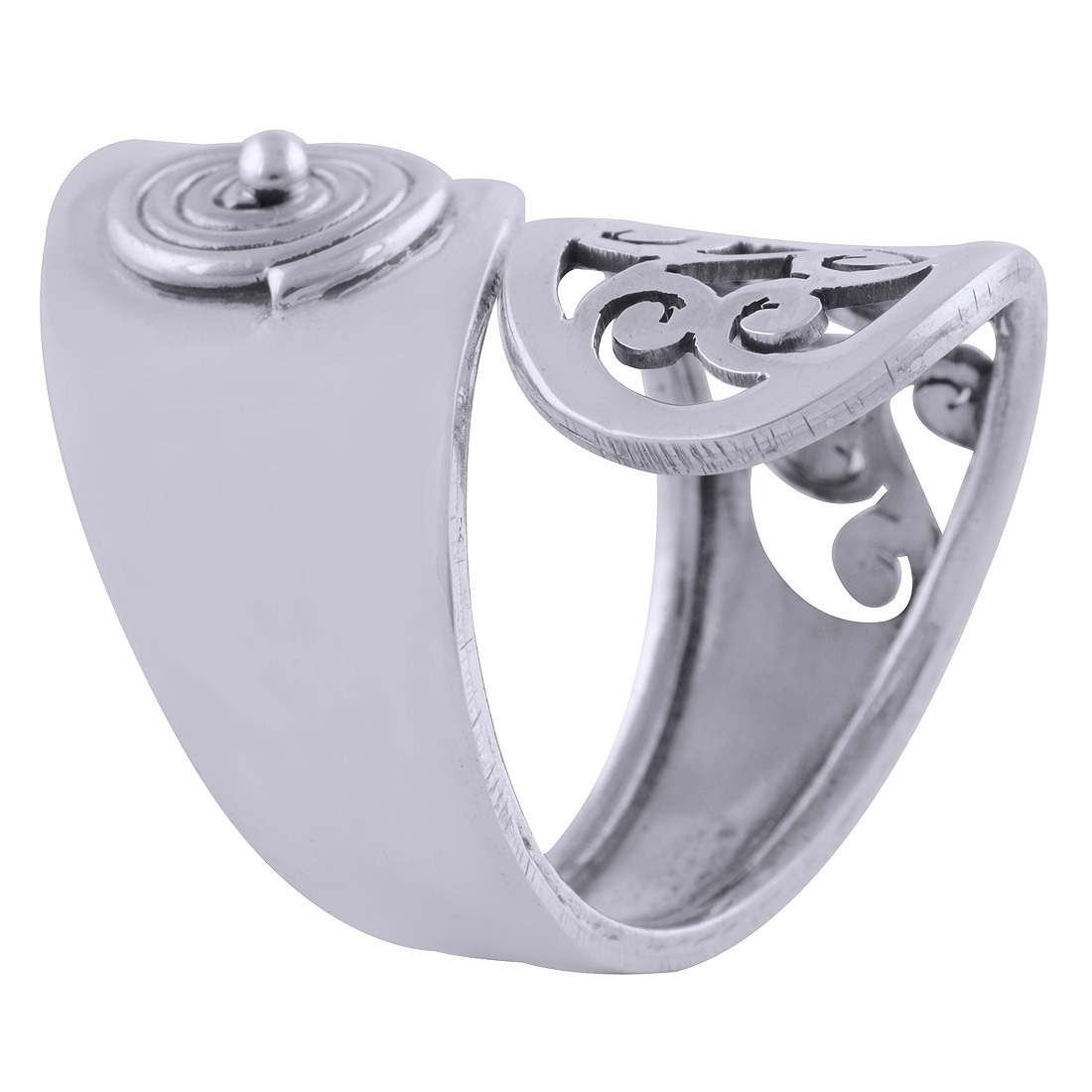 Gorgeous Jali Cut Out Plain 925 Sterling Solid Silver Handmade Ring Gender: Women