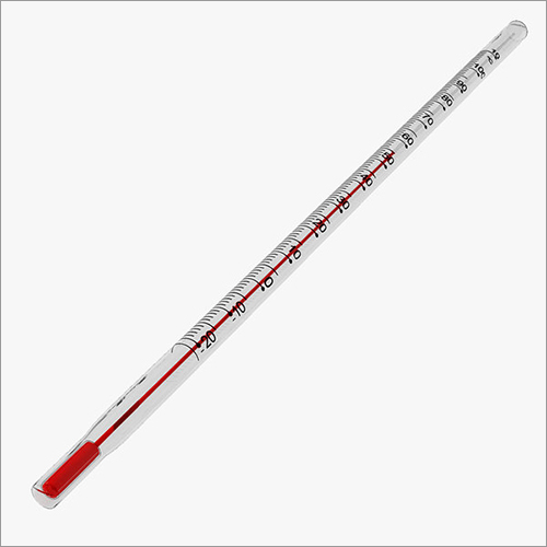 Temperature Thermometer - Glass, 10 cm Length, Red Color | Accuracy ±0.1 °C, Celsius Scale, 35-42 °C Range, 0.1 °C Resolution