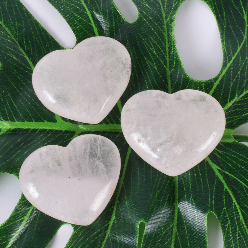 Polished Stone Hearts - Crystal Clear Quartz, Heart Shaped, 25x20x10mm To 40x40x20mm Sizes, Eco-friendly, Perfect For Souvenirs & Home Decoration