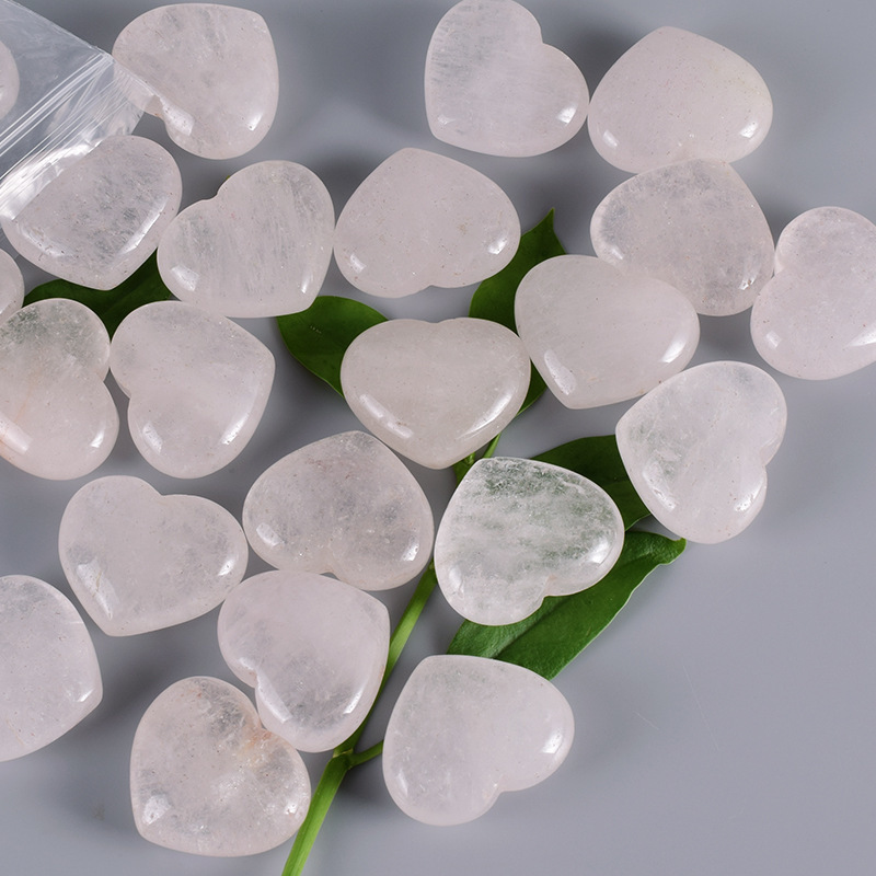 Polished Stone Hearts - Crystal Clear Quartz, Heart Shaped, 25x20x10mm To 40x40x20mm Sizes, Eco-friendly, Perfect For Souvenirs & Home Decoration