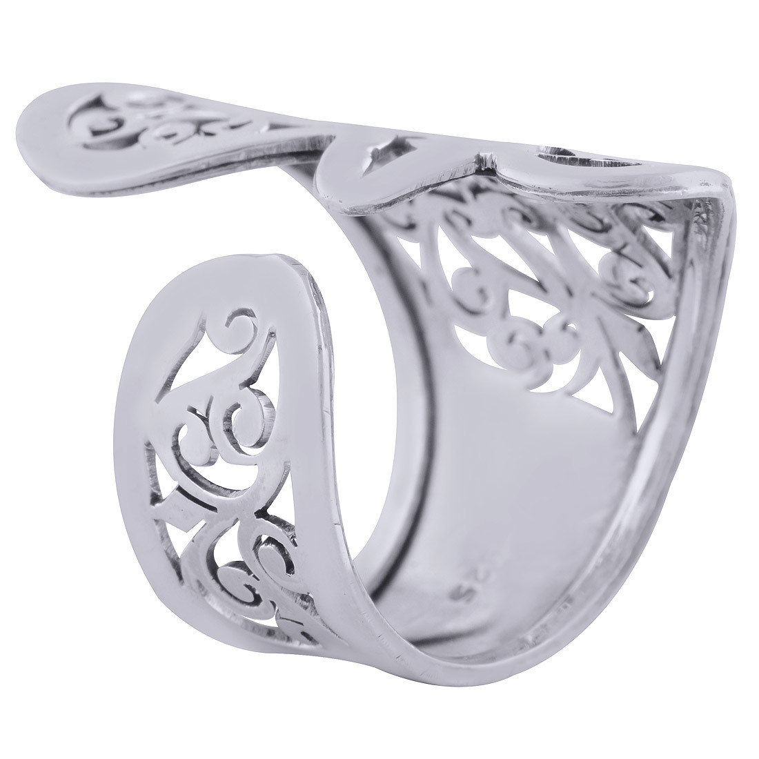 Gorgeous Jali Cut Out Plain 925 Sterling Solid Silver Handmade Ring Gender: Women