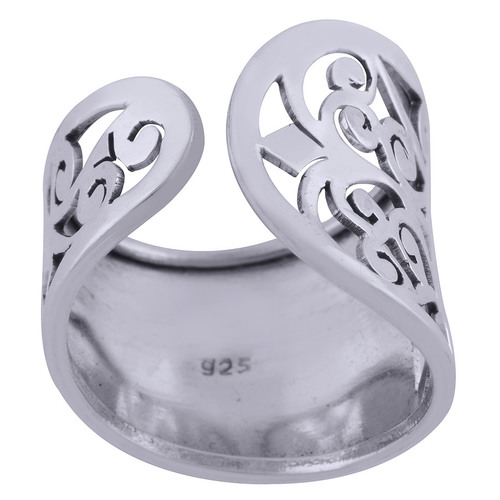 Gorgeous Jali Cut Out Plain 925 Sterling Solid Silver Handmade Ring Gender: Children