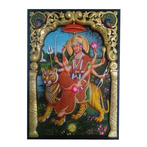 Amba Mataji 3D Ambose Carving Painted Painting