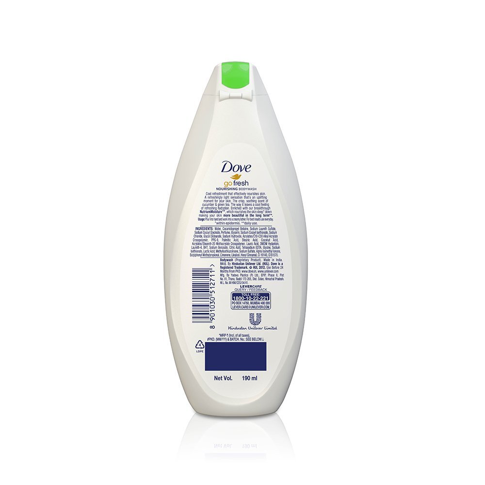 Dove Go Fresh Nourishing Body Wash - 190ml Liquid | 100% Natural Ingredients, Nourishing Formula For All Skin Types, Gentle And Safe